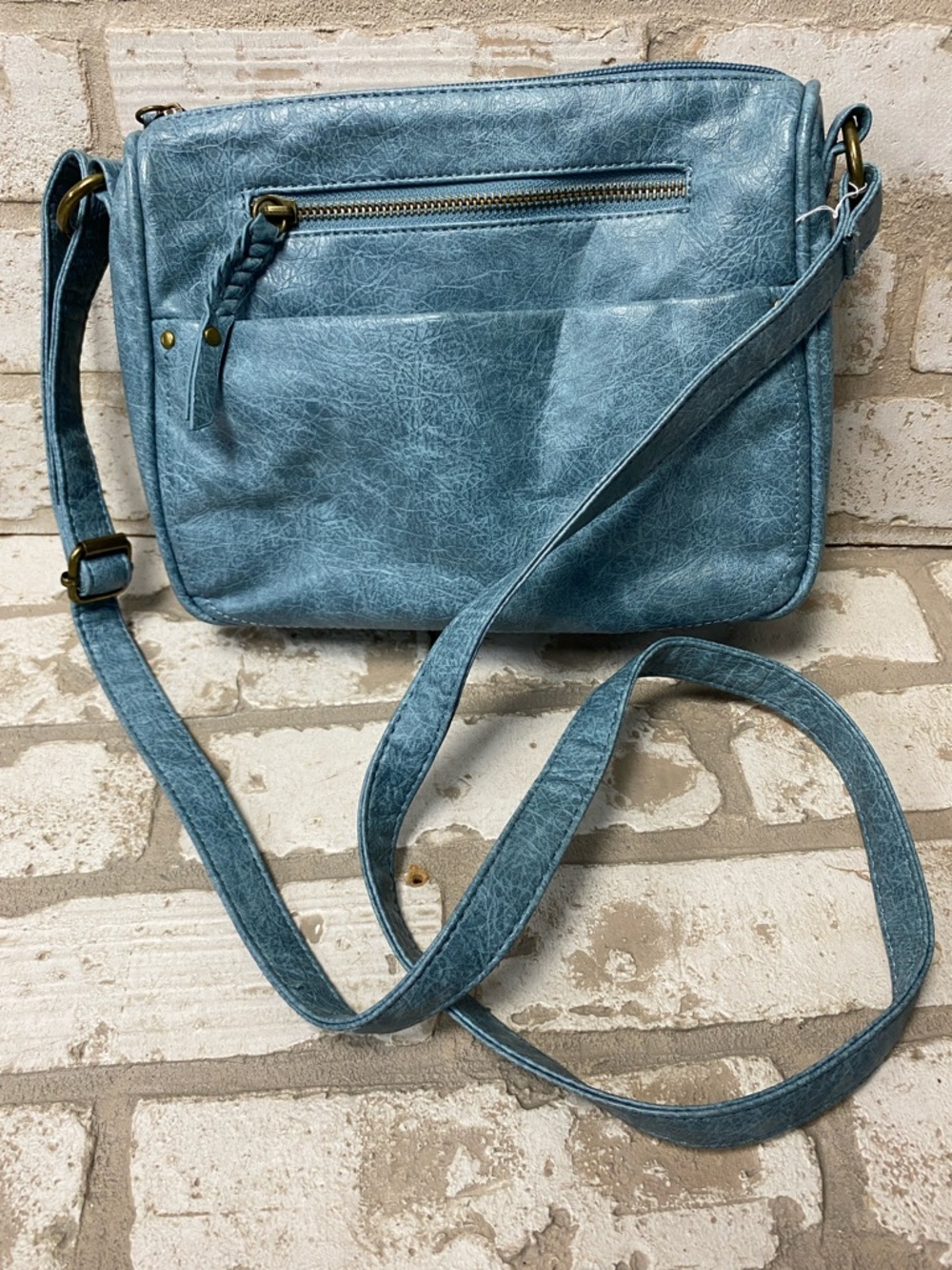 Bueno Distressed Light Blue Crossbody with Front Zip